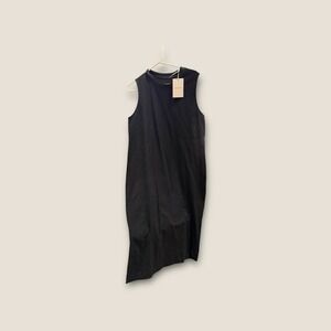 Everlane The Organic Cotton Weekend Tank Dress Black Midi Sleeveless Size M